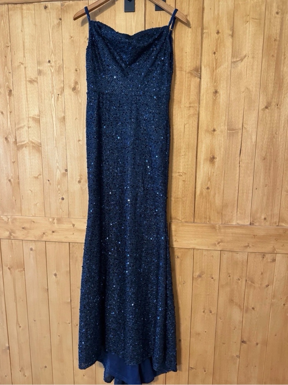 SHEIN Navy Sequin Spaghetti Strap Dress